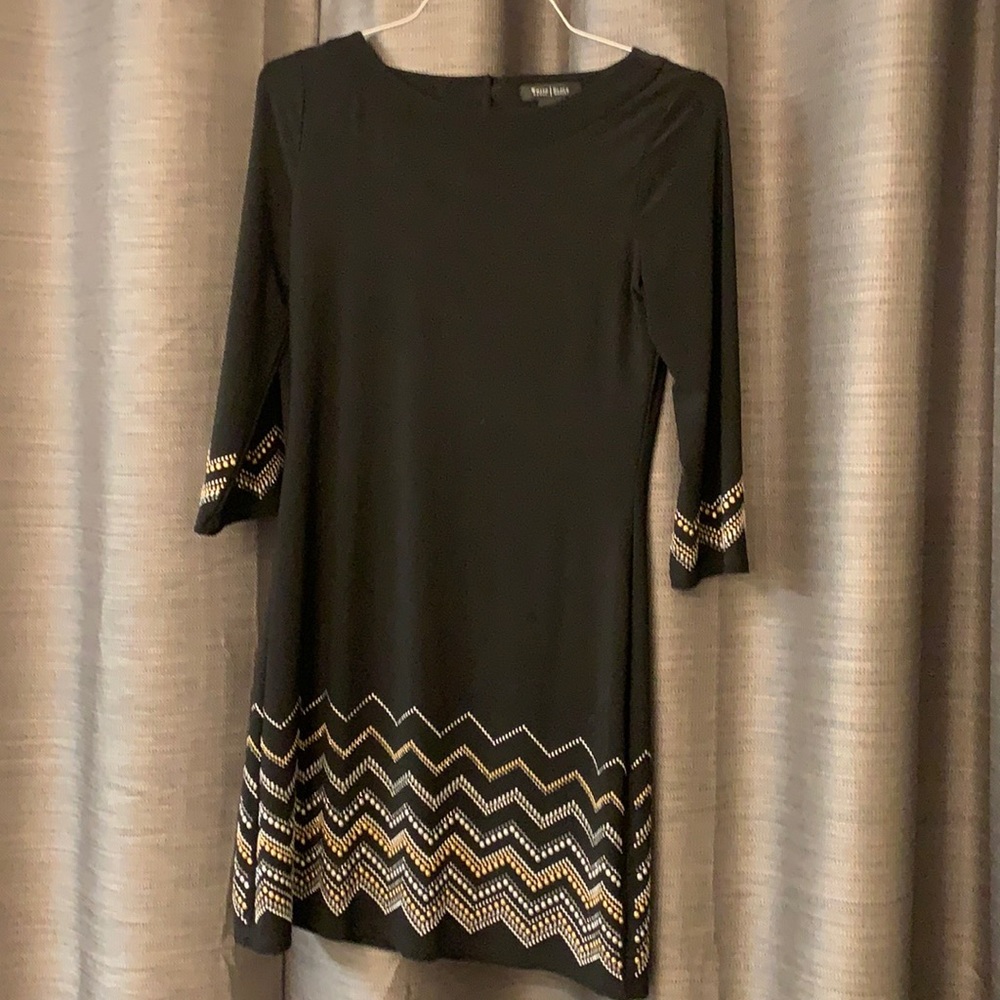 White House Black Market black studded long sleeve dress